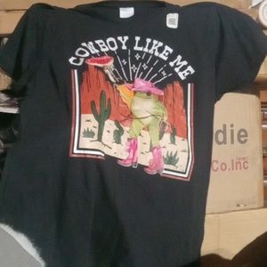 Size large womans NWT cowboy like me black t-shirt